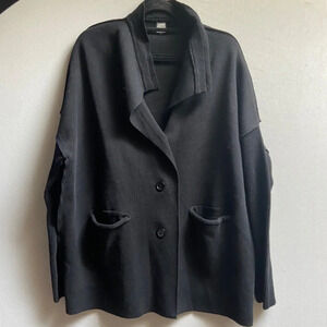 LUXE by  Priv long sleeve button big collar oversized cardigan jacket Sz M